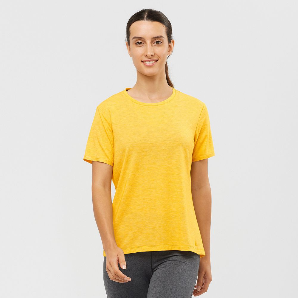 Salomon Israel ESSENTIAL TENCEL - Womens T shirts - Yellow (ZNOY-82093)